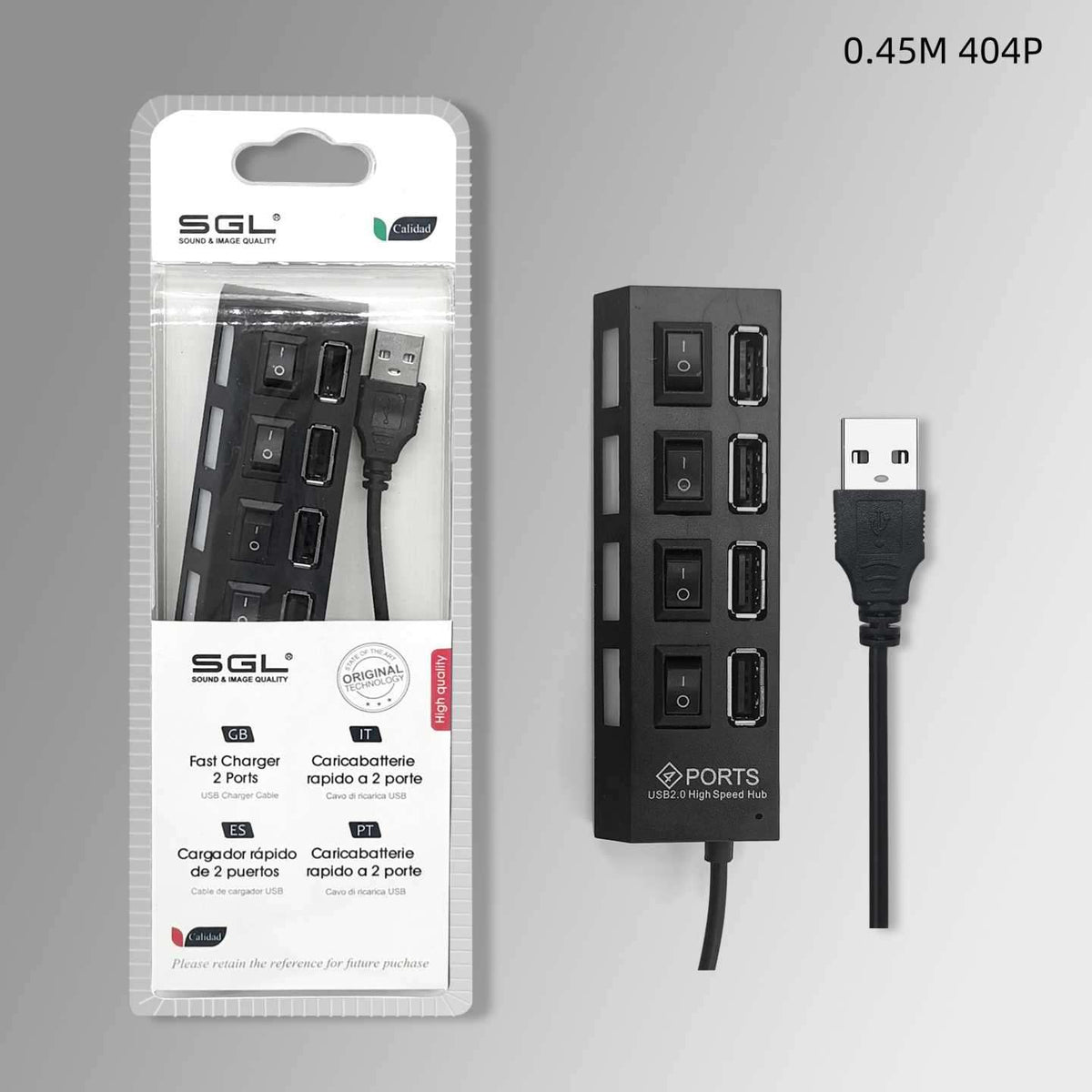Αντάπτορας USB Hub με 4 θύρες και διακόπτες - 404P - 45cm - 095943