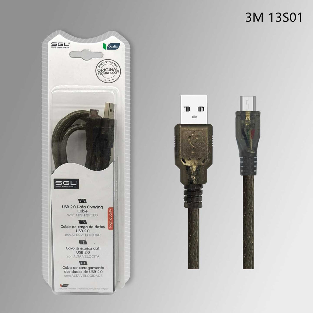 Καλώδιο φόρτισης & data - 13S - USB-A male/Micro USB - 3m - 097374