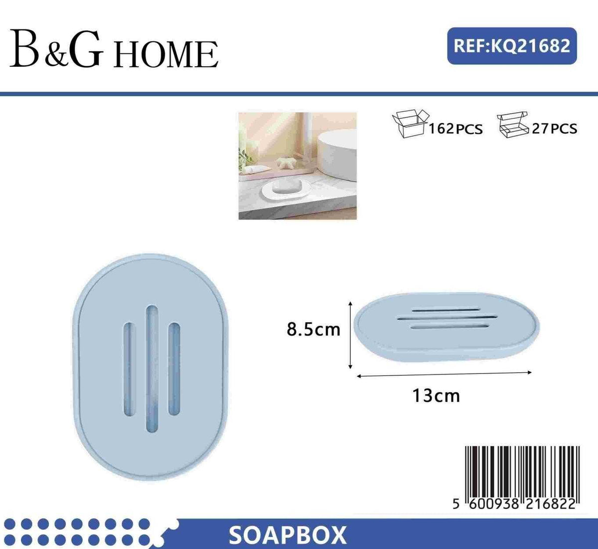 Σαπουνοθήκες μπάνιου πλαστικές - Σετ 5pcs - Light Blue - 21682
