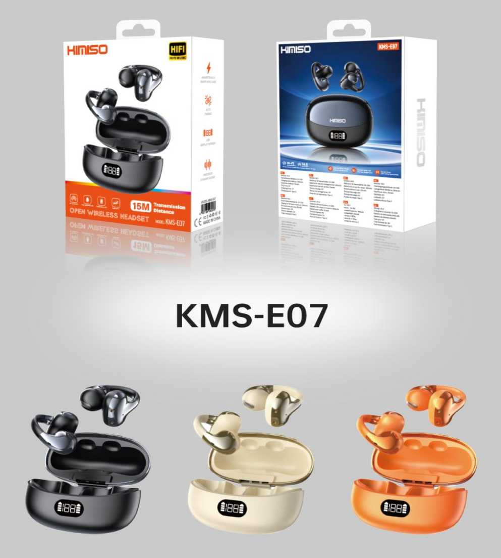 Ασύρματα ακουστικά Bluetooth Open-Ear με θήκη φόρτισης - KMS-E07 - 260076 - Black