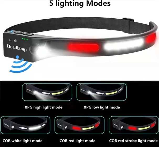 Φακός κεφαλής LED - White/Red - 5808 - 200514