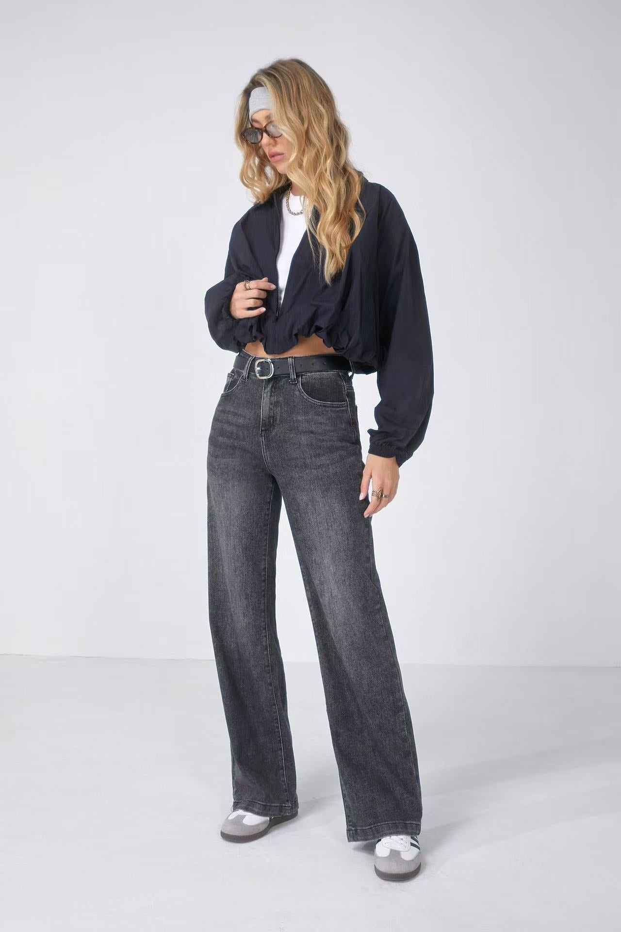 Mira High Waist Women's Jean Pants Gray