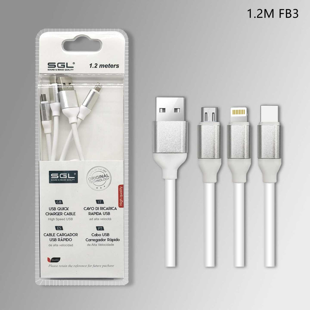 Καλώδιο φόρτισης & data 3in1 - Fast Charge - FB3 - 1.2m - 099231