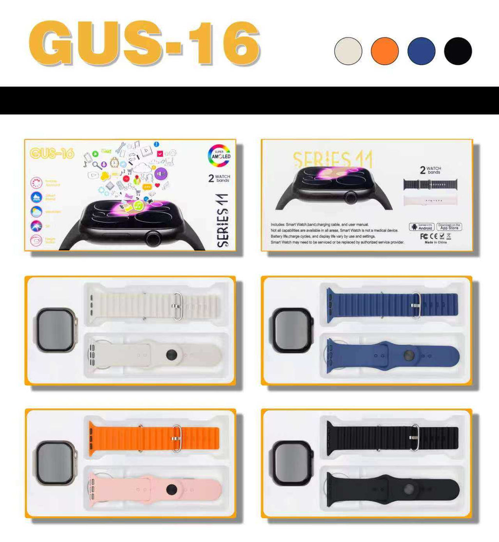 Σετ Smartwatch με 2 λουράκια - GUS-16 - 260202 - Black