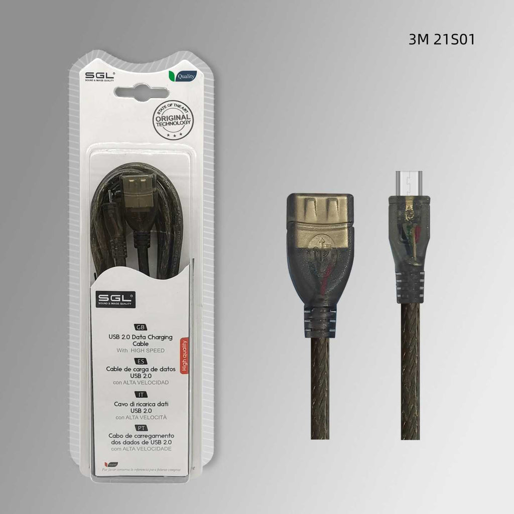 Αντάπτορας καλώδιο - 21S01 - USB A female/Micro USB - 3m - 097916