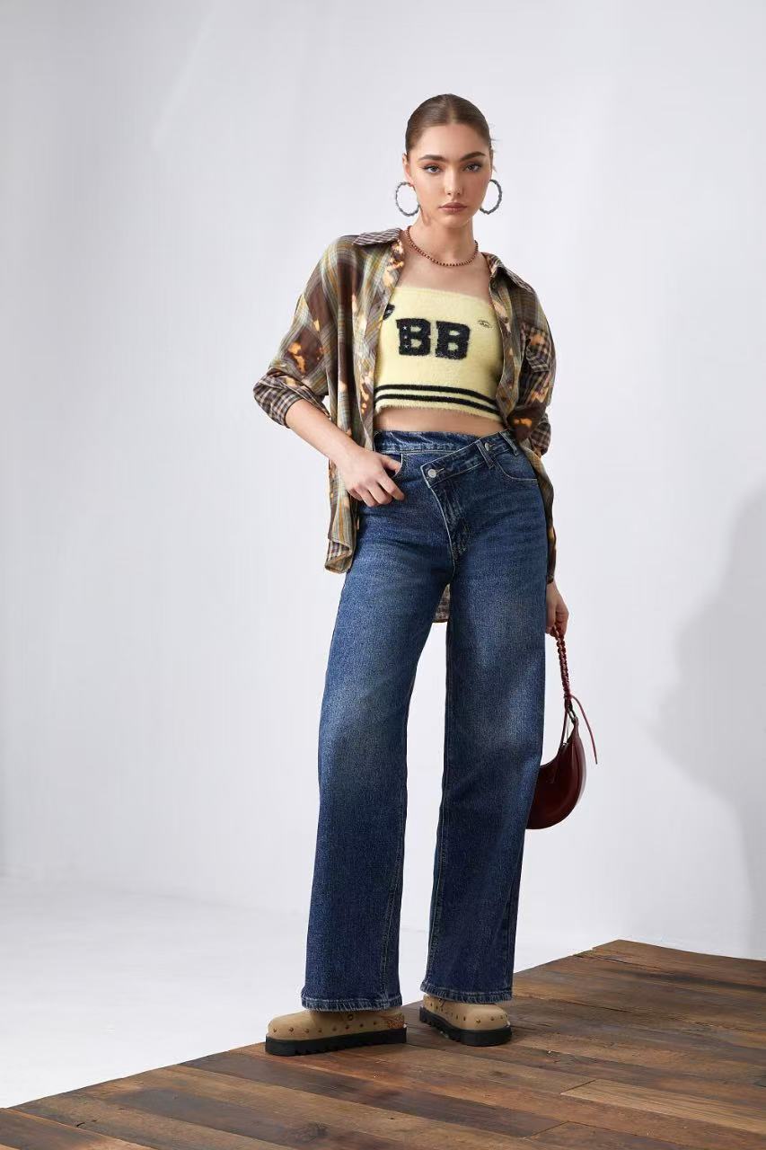 ADORO Women's Wide Leg Jeans Blue