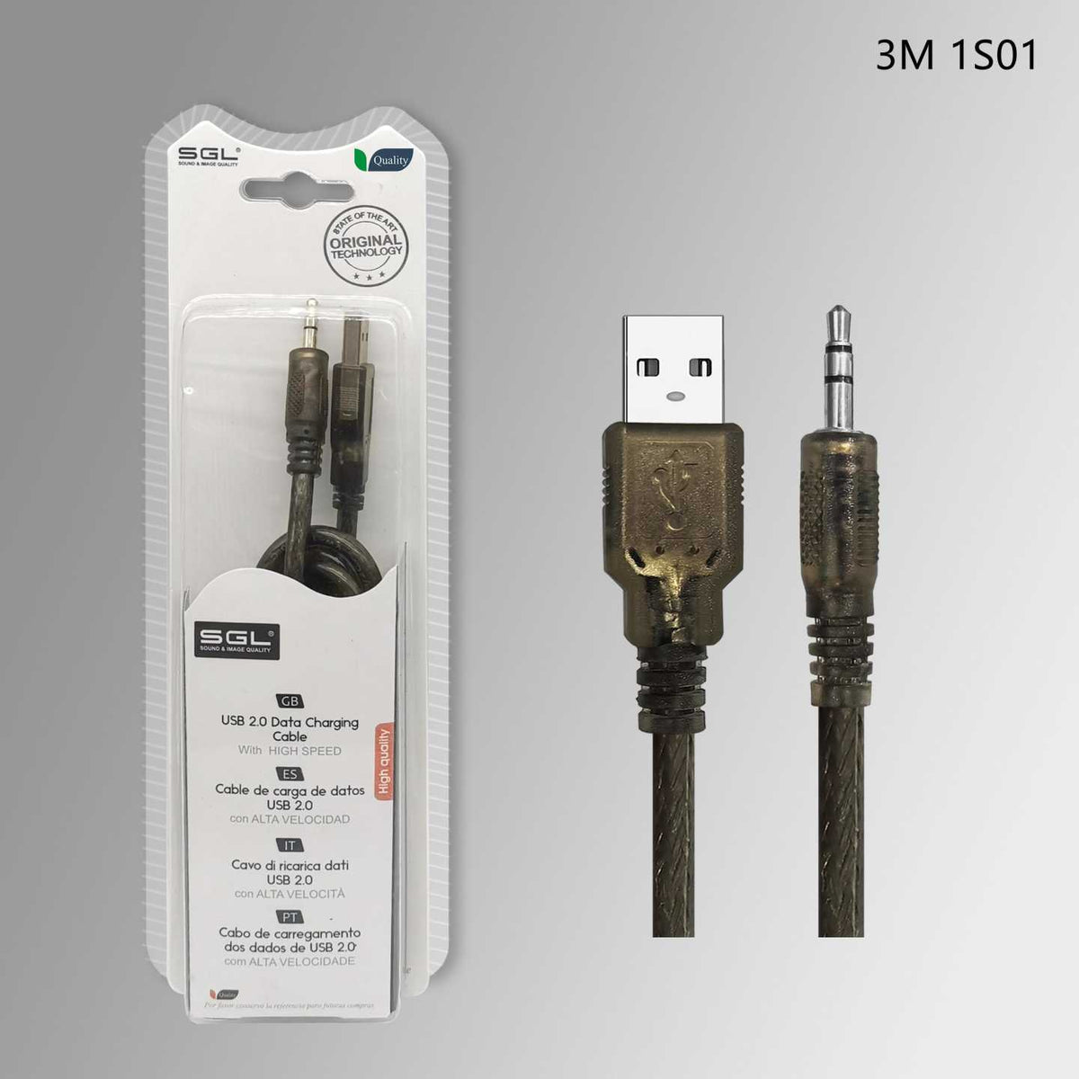 Καλώδιο ήχου - 1S01 - USB-A male/Jack 3.5mm male - 3m - 097558
