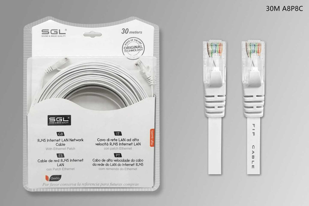 Καλώδιο δικτύου Ethernet - Πλακέ - A8P8C - 30m - 096476