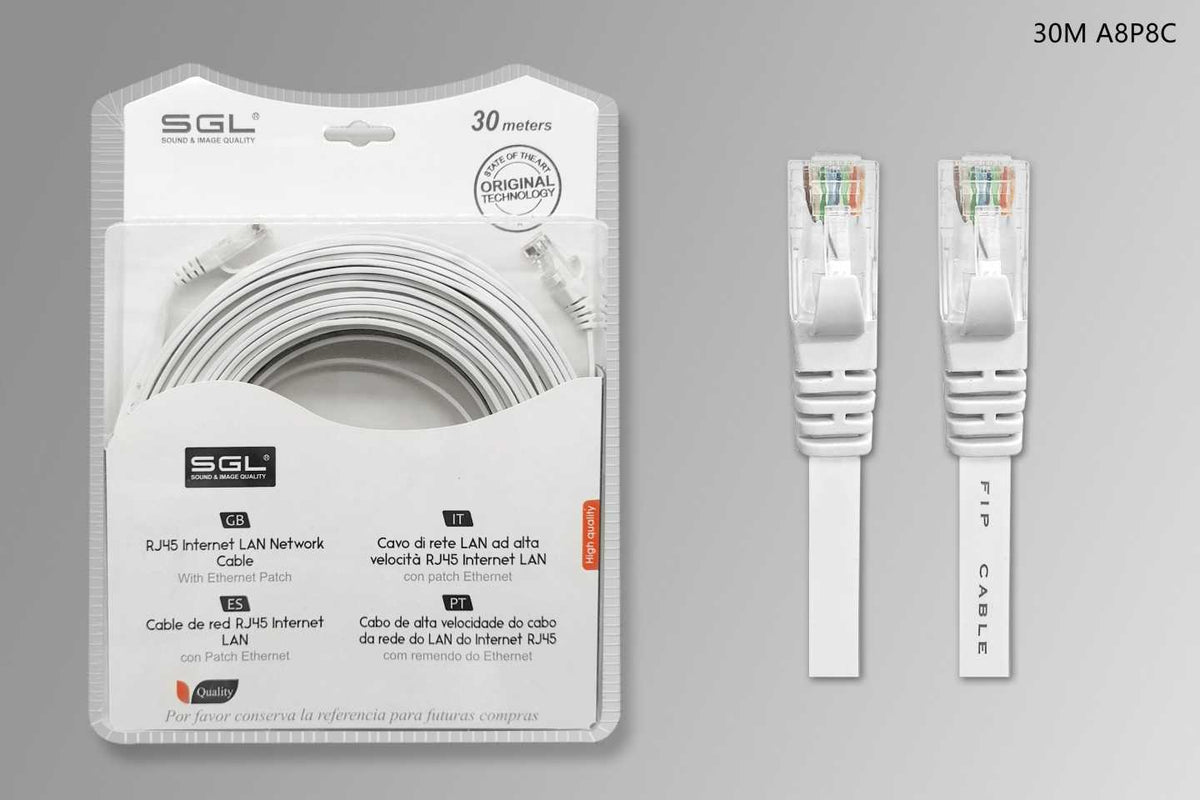 Καλώδιο δικτύου Ethernet - Πλακέ - A8P8C - 30m - 096476