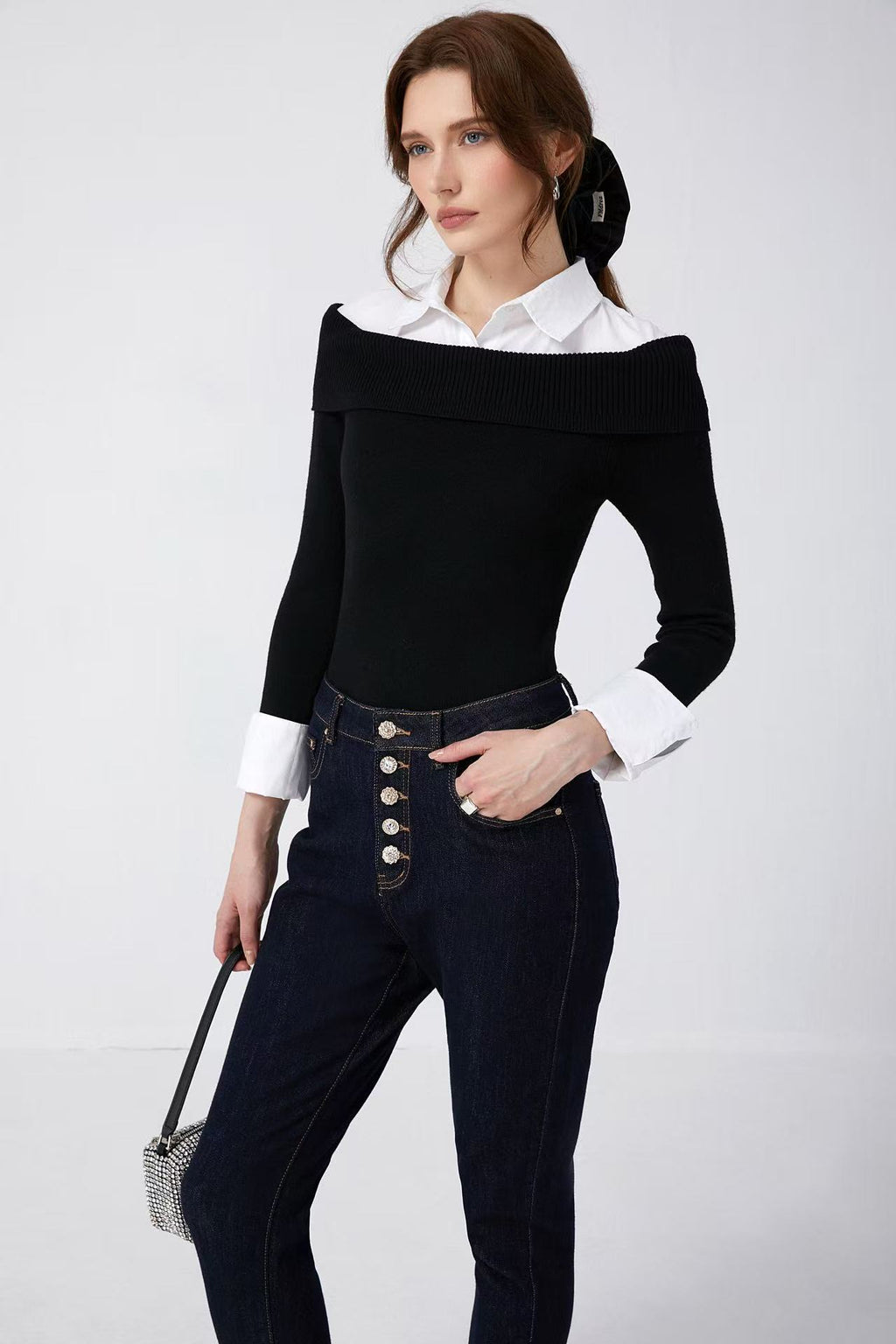 Adoro High Waisted Women's Jean Pants in Mom Fit Dark Blue
