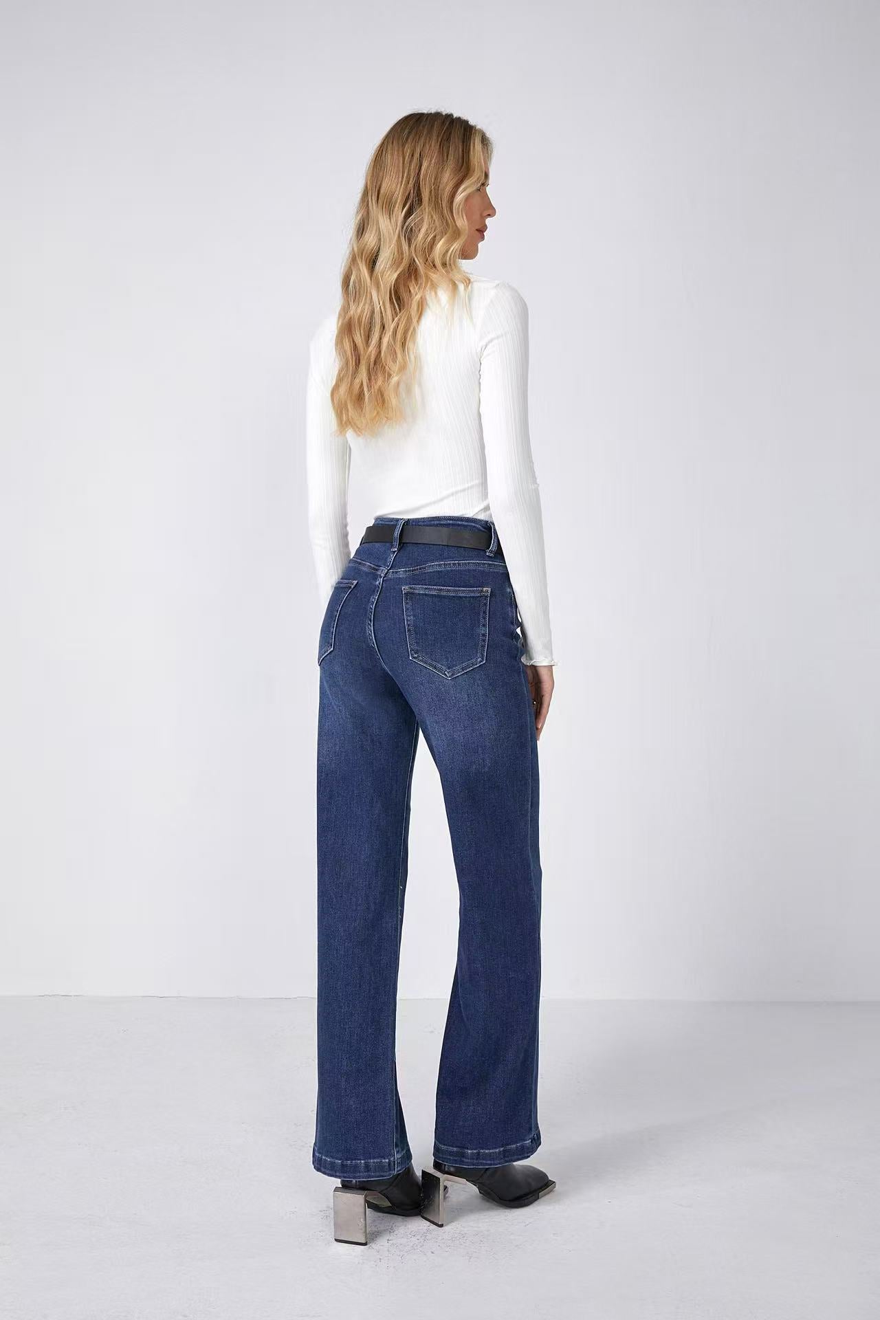 MIRA BELLE Γυναικείο Τζιν Παντελόνι Wide Leg Μπλε