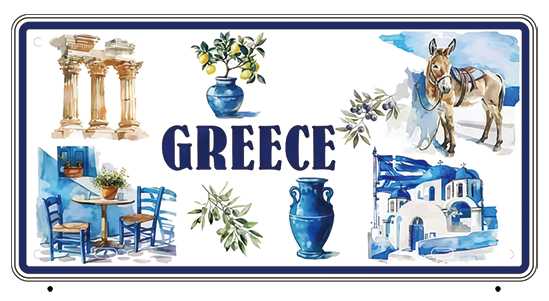 Μεταλλική πινακίδα Souvenir - 12pcs - Greece - 15x30cm - 181040