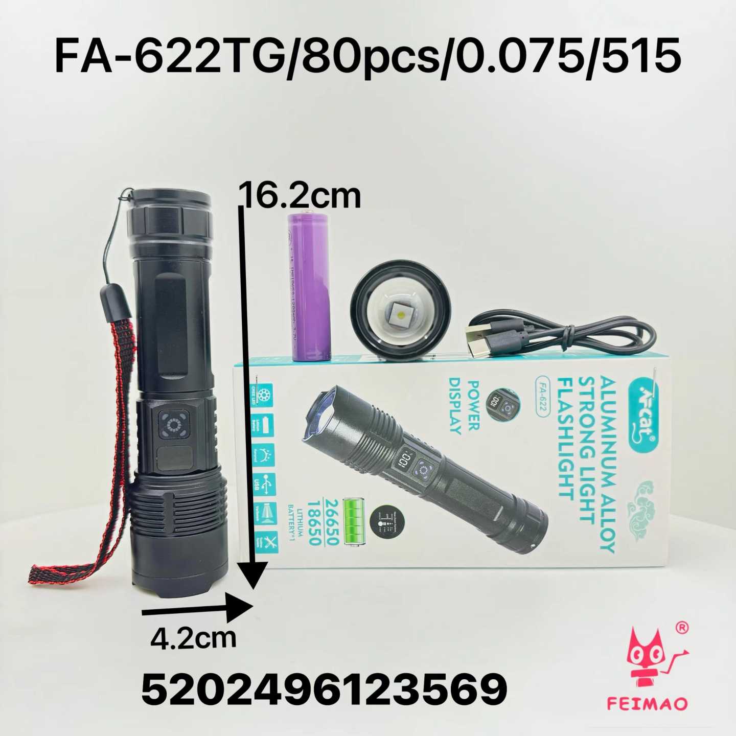 Επαναφορτιζόμενος φακός LED - FA-622 - 123569