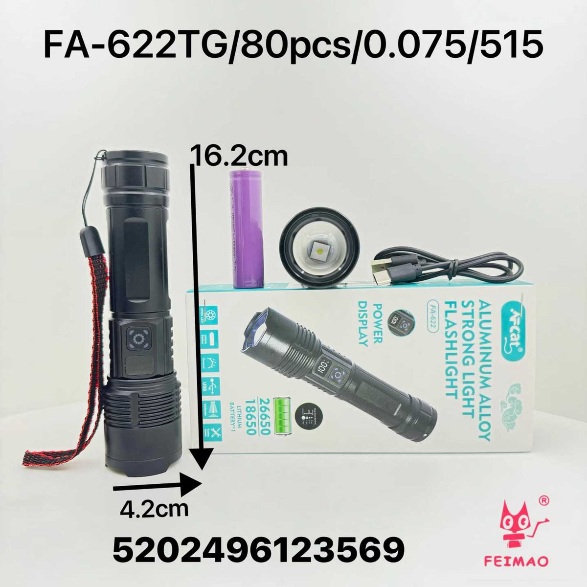 Επαναφορτιζόμενος φακός LED - FA-622 - 123569