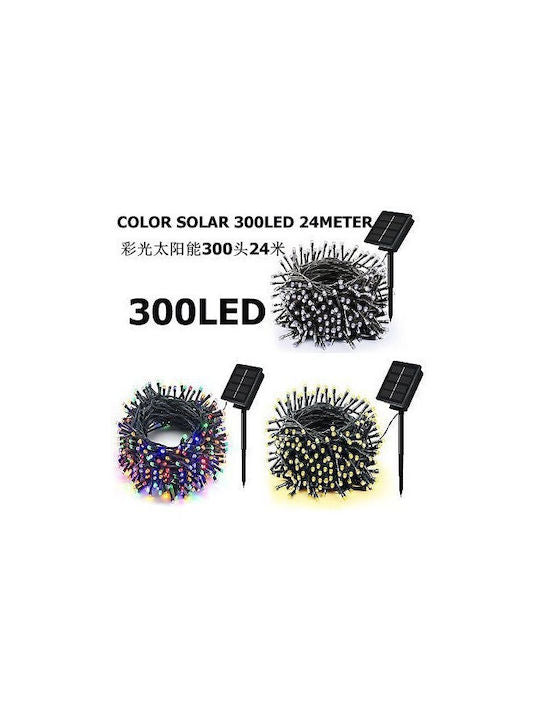 300 Λαμπάκια LED 24μ. Θερμό Λευκό Ηλιακά σε Σειρά