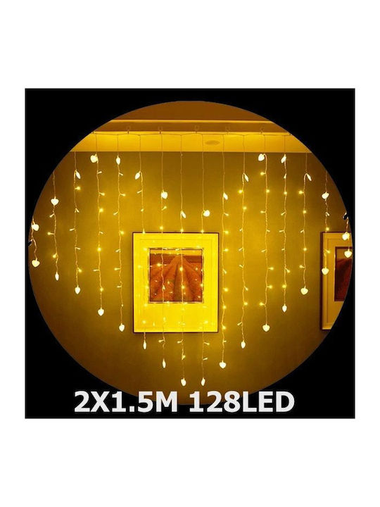 128 Λαμπάκια LED 2μ. x 150εκ. Θερμό Λευκό τύπου Κουρτίνα