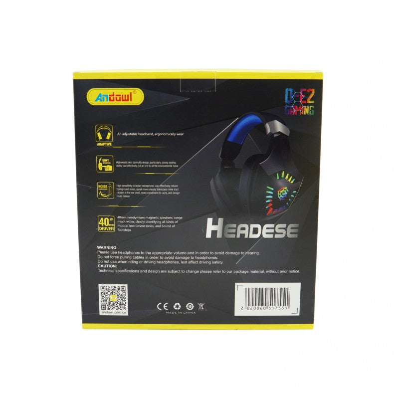 ΑΚΟΥΣΤΙΚΑ GAMING ME LED HEADSET ANDOWL AN-Q-E2