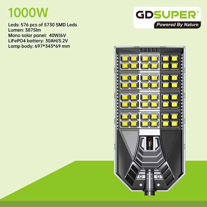GDSUPER ΗΛΙΑΚΟΣ ΠΡΟΒΟΛΕΑΣ ΔΡΟΜΟΥ 1000W 6500K GD-01-1000W POWER & SOLAR