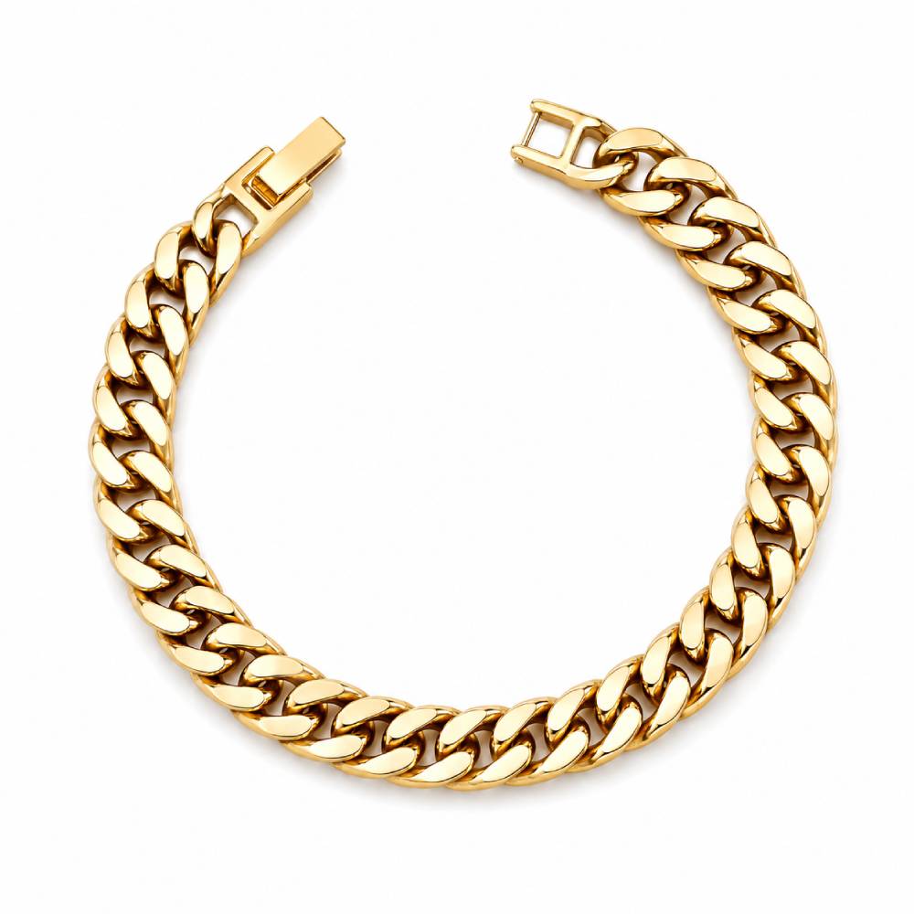 Βραχιόλι Cuban Link με Box Clasp σε Χρυσό Χρώμα