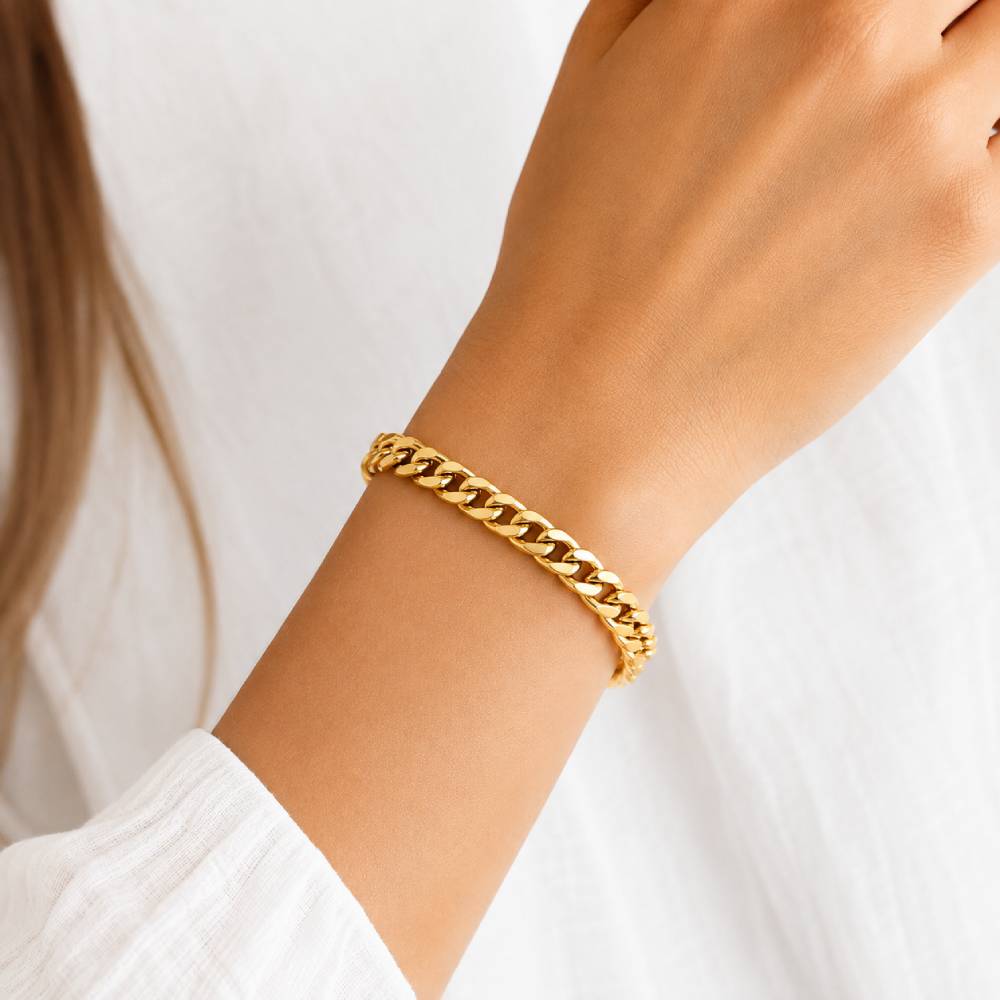 Βραχιόλι Cuban Link με Box Clasp σε Χρυσό Χρώμα