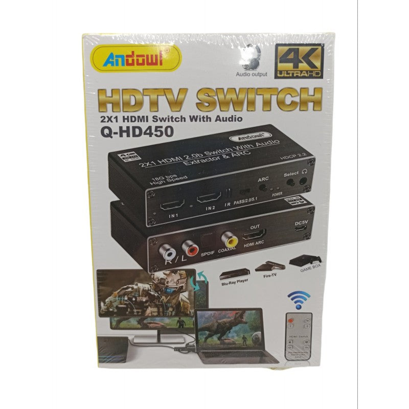 HDMI SWITCH 2X1 ΜΕ AUDIO ANDOWL Q-HD450 ΚΕΝΤΡΙΚΟ > ΗΧΟΣ ΚΑΙ ΕΙΚΟΝΑ > ΑΞΕΣΟΥΑΡ ΗΧΟΥ ΚΑΙ ΕΙΚΟΝΑΣ
