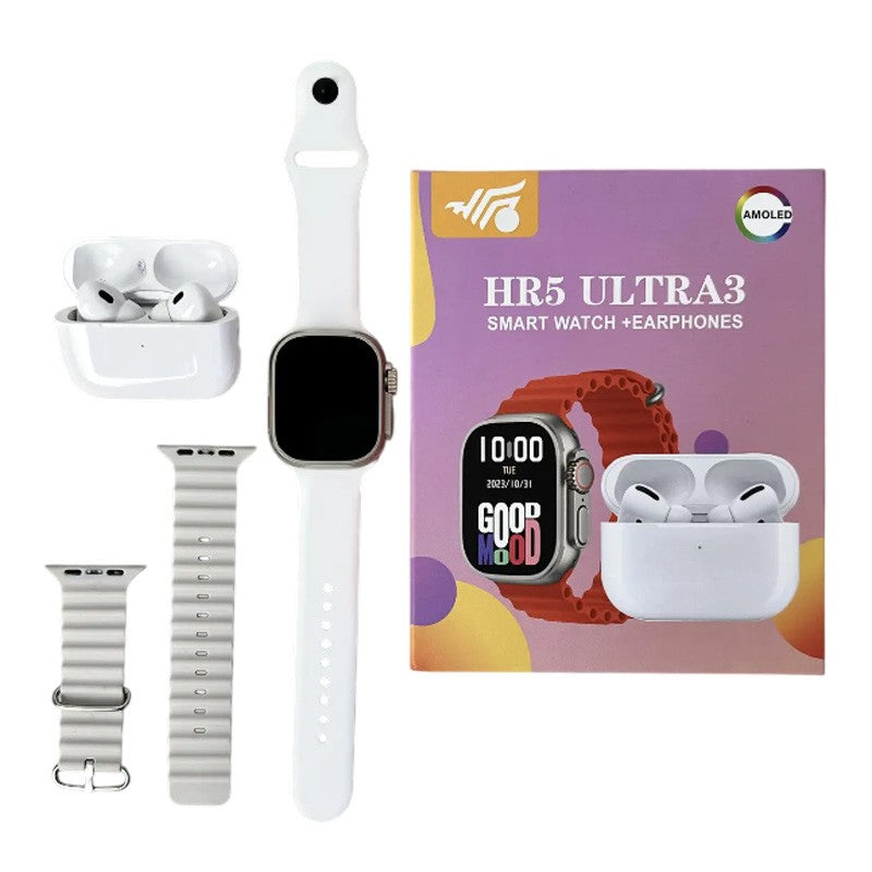 HR5 ULTRA 3 ΣΕΤ SMARTWATCH ΜΕ ΟΘΟΝΗ AMOLED, 2 ΛΟΥΡΑΚΙΑ & ΑΣΥΡΜΑΤΑ ΑΚΟΥΣΤΙΚΑ JG-06802 ΚΕΝΤΡΙΚΟ > ΤΗΛΕΦΩΝΑ ΚΑΙ ΑΞΕΣΟΥΑΡ > SMARTWATCHES