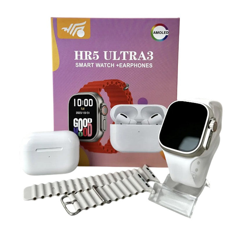 HR5 ULTRA 3 ΣΕΤ SMARTWATCH ΜΕ ΟΘΟΝΗ AMOLED, 2 ΛΟΥΡΑΚΙΑ & ΑΣΥΡΜΑΤΑ ΑΚΟΥΣΤΙΚΑ JG-06802 ΚΕΝΤΡΙΚΟ > ΤΗΛΕΦΩΝΑ ΚΑΙ ΑΞΕΣΟΥΑΡ > SMARTWATCHES