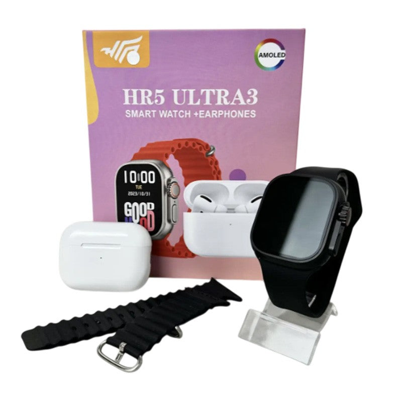 HR5 ULTRA 3 ΣΕΤ SMARTWATCH ΜΕ ΟΘΟΝΗ AMOLED, 2 ΛΟΥΡΑΚΙΑ & ΑΣΥΡΜΑΤΑ ΑΚΟΥΣΤΙΚΑ JG-06802 ΚΕΝΤΡΙΚΟ > ΤΗΛΕΦΩΝΑ ΚΑΙ ΑΞΕΣΟΥΑΡ > SMARTWATCHES