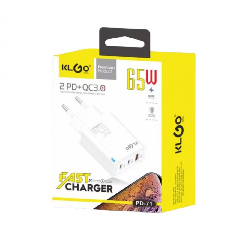 KLGO ΦΟΡΤΙΣΤΗΣ ΓΡΗΓΟΡΗΣ ΦΟΡΤΙΣΗΣ 65W 2 PD+QC3.0 PD-71 ΚΕΝΤΡΙΚΟ > ΤΗΛΕΦΩΝΑ ΚΑΙ ΑΞΕΣΟΥΑΡ > ΦΟΡΤΙΣΤΕΣ