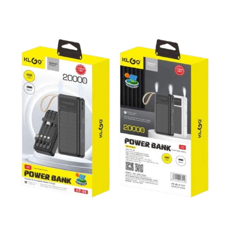 KLGO ΗΛΙΑΚΟ POWER BANK 20.000mAh ΜΕ 2 ΘΥΡΕΣ USB-A KP-96 ΚΕΝΤΡΙΚΟ > ΤΗΛΕΦΩΝΑ ΚΑΙ ΑΞΕΣΟΥΑΡ > POWER BANKS