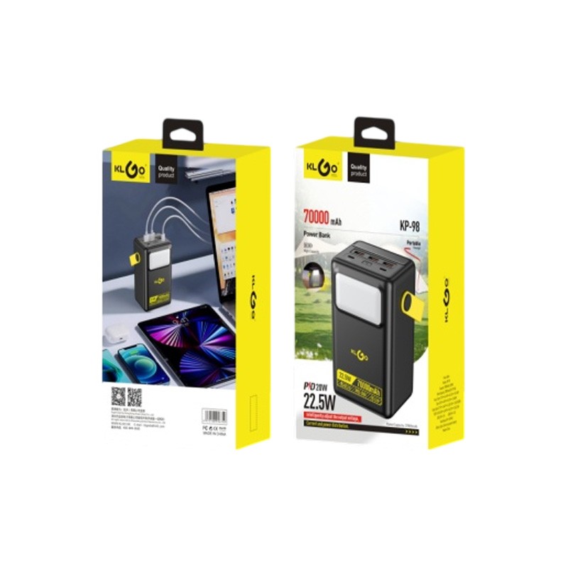 KLGO POWERBANK 70000mAh 22.5W KP-98 ΚΕΝΤΡΙΚΟ > ΤΗΛΕΦΩΝΑ ΚΑΙ ΑΞΕΣΟΥΑΡ > POWER BANKS
