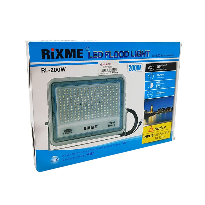 ΑΔΙΑΒΡΟΧΟΣ LED ΠΡΟΒΟΛΕΑΣ 200W RZ-07092