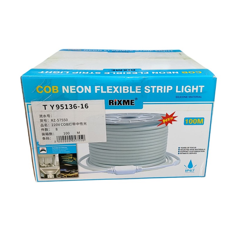 LED TAINIA COB ME ΘΕΡΜΟ ΦΩΣ 4000Κ ΚΟΥΛΟΥΡΑ 100Μ 220V RZ-57550