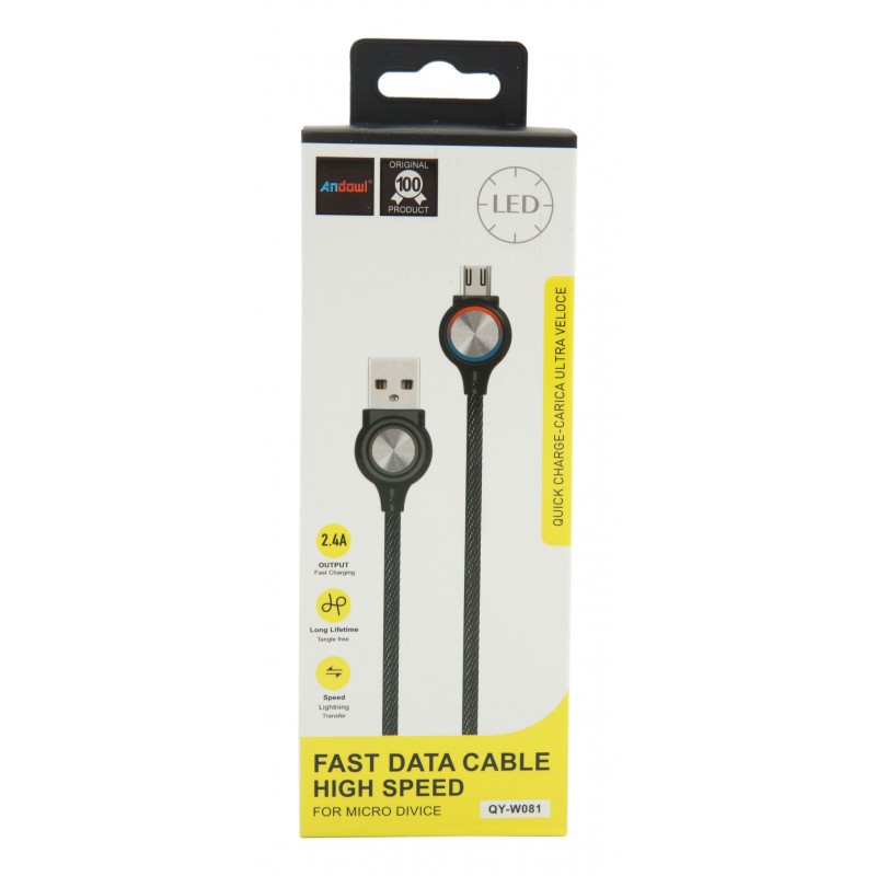 MicroUSB ΚΑΛΩΔΙΟ 2.4Α ΜΕ ΕΝΔΕΙΞΗ LED ANDOWL AN-QY-W081 ΚΕΝΤΡΙΚΟ > ΤΗΛΕΦΩΝΑ ΚΑΙ ΑΞΕΣΟΥΑΡ > ΑΞΕΣΟΥΑΡ ΚΙΝΗΤΩΝ