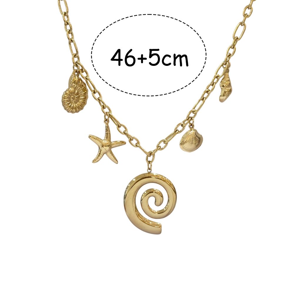 Ατσάλινο Κολιέ με Σπείρα & Θαλασσινά Charms