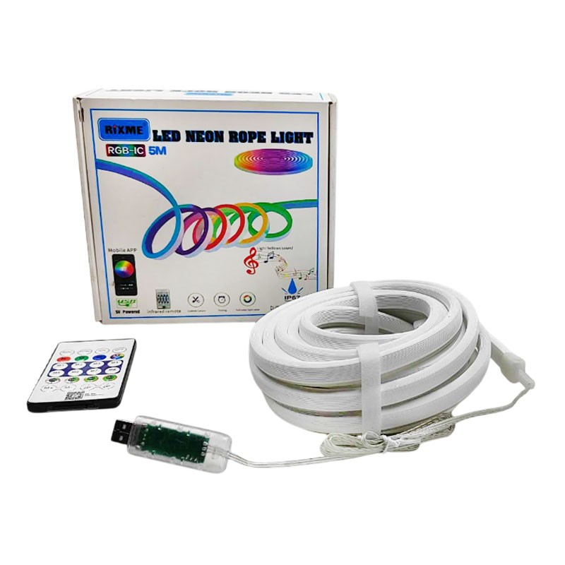 RIXME NEON ΤΑΙΝΙΑ LED RGB-IC 5m IP67 ΜΕ ΤΗΛΕΧΕΙΡΙΣΤΗΡΙΟ RZ-04101 ΚΕΝΤΡΙΚΟ > ΦΩΤΙΣΜΟΣ > ΤΑΙΝΙΕΣ LED