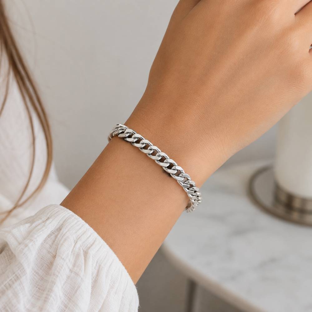 Βραχιόλι Cuban Link με Box Clasp σε Ασημί