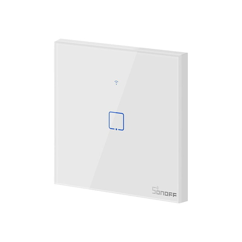 Sonoff TX T0 Χωνευτός Διακόπτης Τοίχου Wi-Fi για Έλεγχο Φωτισμού με Πλαίσιο και Ένα Πλήκτρο Αφής Φωτιζόμενος Λευκός – Google Home, Alexa - Angel shopping