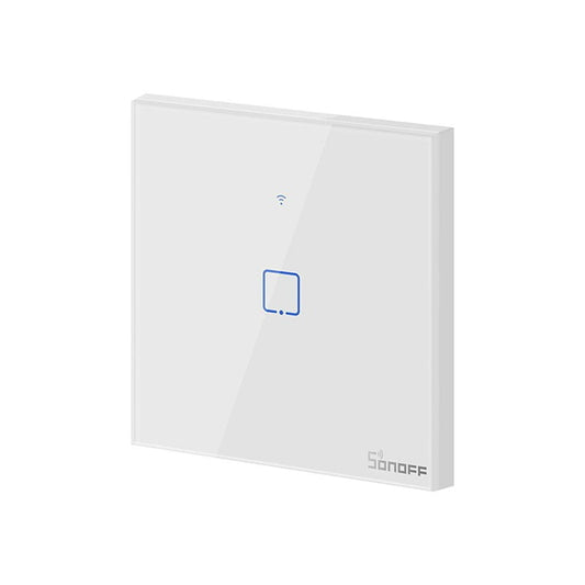 Sonoff TX T0 Χωνευτός Διακόπτης Τοίχου Wi-Fi για Έλεγχο Φωτισμού με Πλαίσιο και Ένα Πλήκτρο Αφής Φωτιζόμενος Λευκός – Google Home, Alexa