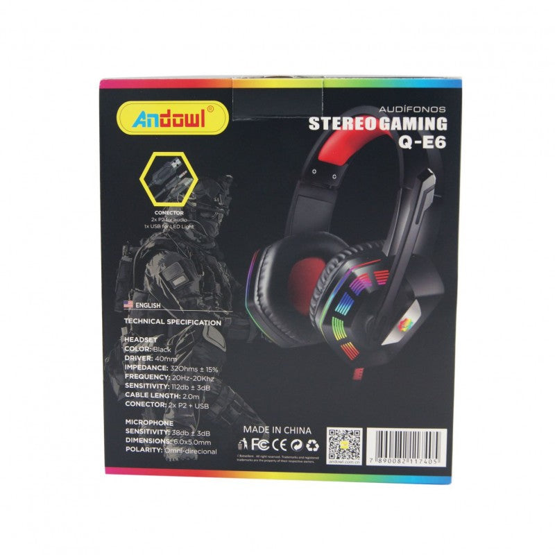 ΕΝΣΥΡΜΑΤΑ ΑΚΟΥΣΤΙΚΑ STEREO GAMING ΜΕ LED RGB ANDOWL Q-E6 ΚΕΝΤΡΙΚΟ > ΕΙΔΗ ΥΠΟΛΟΓΙΣΤΩΝ > ΠΕΡΙΦΕΡΕΙΑΚΑ > ΗΧΟΣ/ΧΕΙΡΙΣΤΗΡΙΑ/WEBCAMS