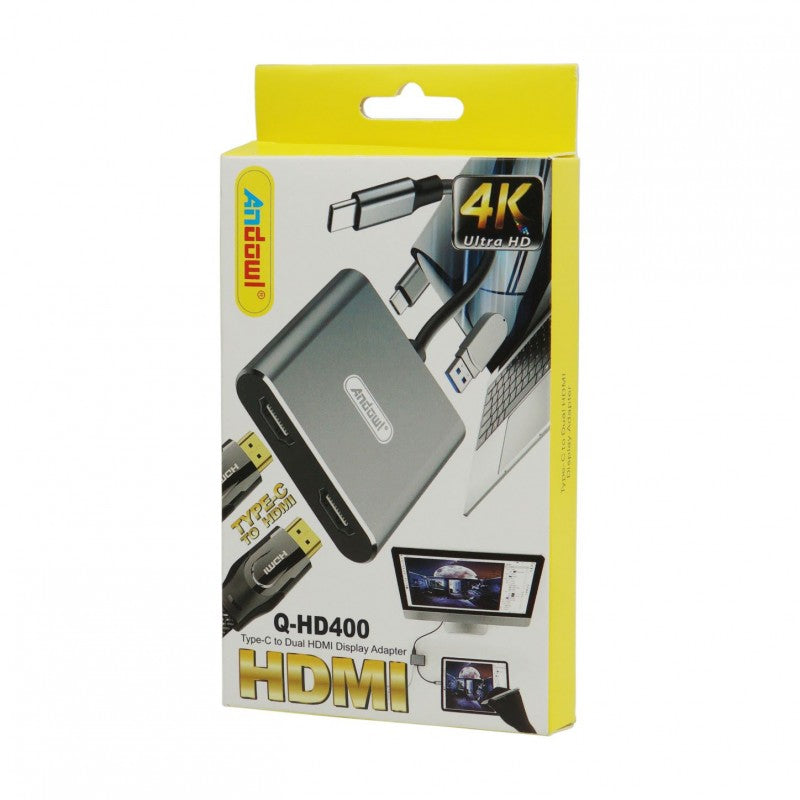 ΜΕΤΑΤΡΟΠΕΑΣ TYPE-C ΣΕ  DUAL HDMI ANDOWL AN-Q-HD400