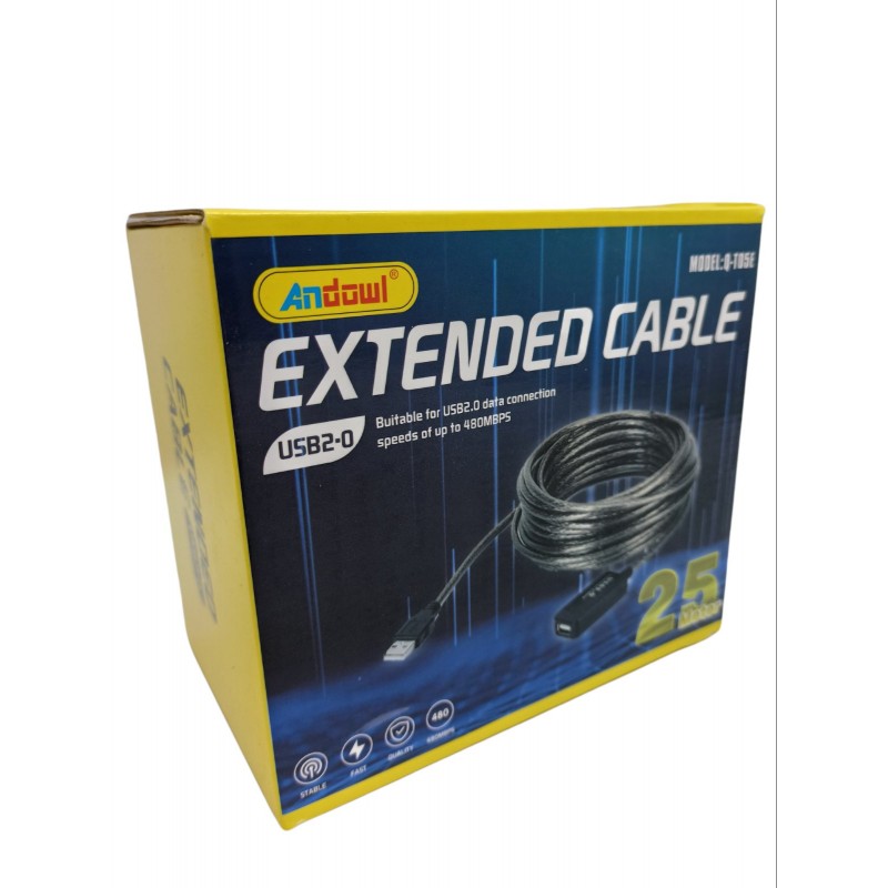 ΕΠΕΚΤΑΣΗ ΚΑΛΩΔΙΟΥ USB 2.0 25m ANDOWL Q-T05E ΚΕΝΤΡΙΚΟ > ΕΙΔΗ ΥΠΟΛΟΓΙΣΤΩΝ > ΠΕΡΙΦΕΡΕΙΑΚΑ