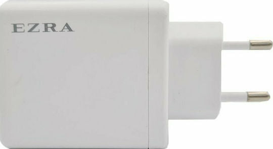 Ezra Φορτιστής Χωρίς Καλώδιο με 3 Θύρες USB-A Λευκός (HC57)