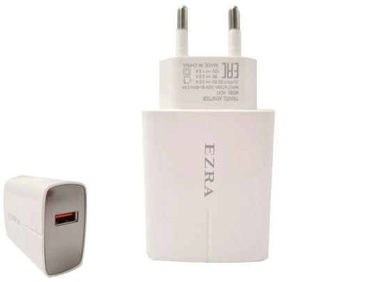 Ezra Φορτιστής Χωρίς Καλώδιο με Θύρα USB-A Λευκός (HC47)