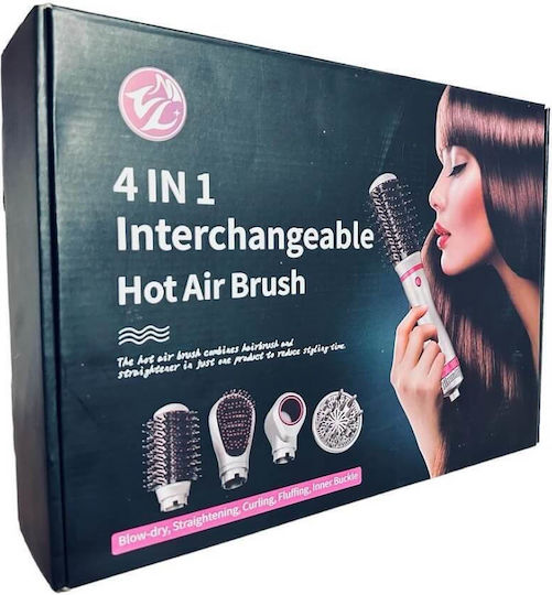Hot Air Brush 4 In 1 Κεραμική Ηλεκτρική Βούρτσα με Αέρα για Ίσιωμα και Μπούκλες 1000W