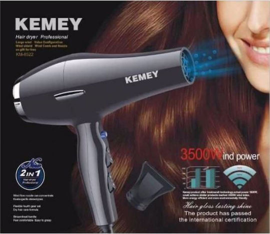 Kemei Ionic Πιστολάκι Μαλλιών 3500W Black