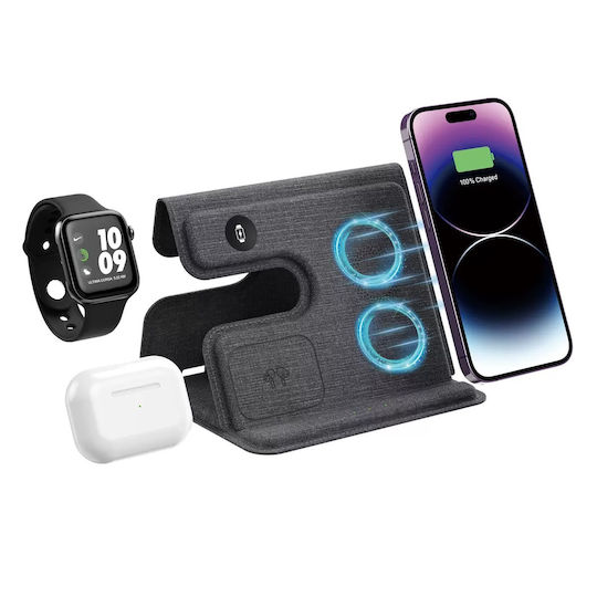 Ezra Ασύρματος Φορτιστής (Qi Pad) 15W Μαύρος (HC155)