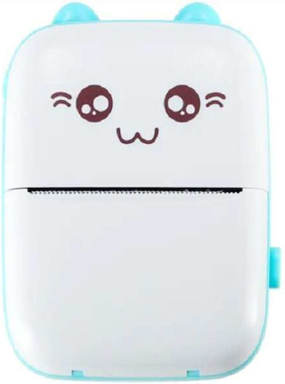 Mini Cat Θερμικός Εκτυπωτής για Φωτογραφίες με Bluetooth Λευκό - Γαλάζιο KLN-724032