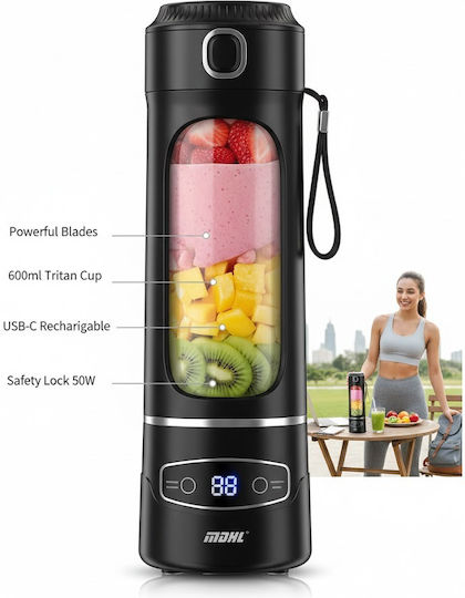MDHL Μπλέντερ με Πλαστική Κανάτα 600 ml 50W AJ-02 Μαύρο