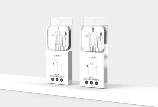 Ezra Ep119 In-ear Handsfree Ακουστικά με Βύσμα USB-C Λευκό